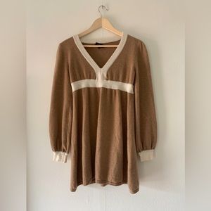 VTG Rani Arabella Made in Italy Cashmere Longsleeve Mini Dress Brown Sz S